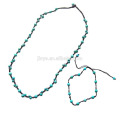 Handmade Bohemian Hand Knotted Turquose Beaded Jewelry Set